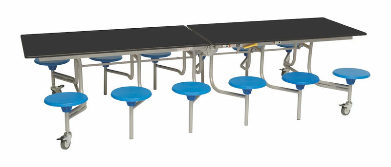 Twelve Seat Rectangular Mobile Folding Table - Suitable for age group 7 – 11 years, Blue Grey Blue Learning SPACE