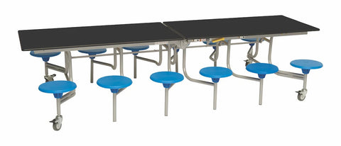 Twelve Seat Rectangular Mobile Folding Table - Suitable for age group 7 – 11 years, Blue Grey Blue Learning SPACE