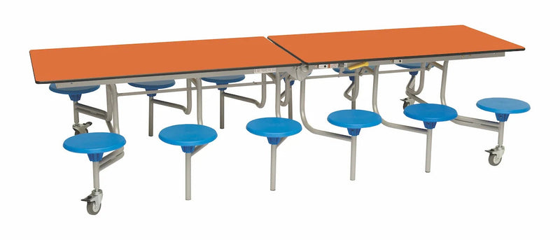 Twelve Seat Rectangular Mobile Folding Table - Suitable for age group 7 – 11 years, Orange Blue Learning SPACE