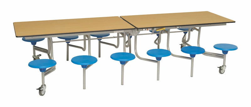 Twelve Seat Rectangular Mobile Folding Table - Suitable for age group 7 – 11 years, Oak Blue Learning SPACE