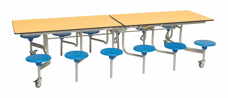 Twelve Seat Rectangular Mobile Folding Table - Suitable for age group 7 – 11 years, Maple Blue Learning SPACE