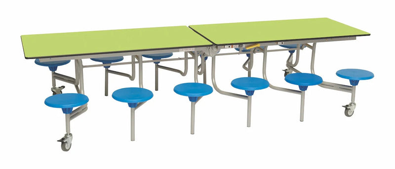 Twelve Seat Rectangular Mobile Folding Table - Suitable for age group 7 – 11 years, Lime Blue Learning SPACE