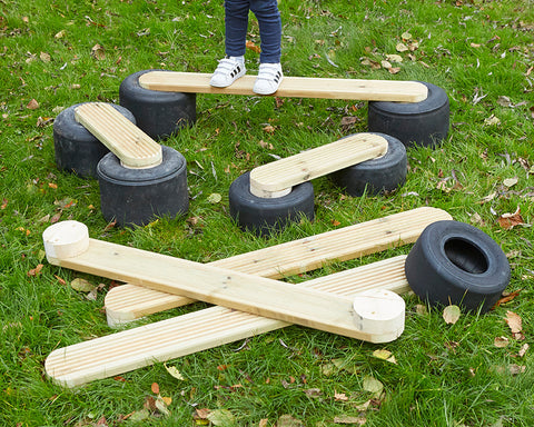 Tyre Walking Planks (6Pk)-Cosy Direct, Forest School & Outdoor Garden Equipment, Gross Motor and Balance Skills, Outdoor Climbing Frames, Outdoor Play, Outdoor Toys & Games-Learning SPACE