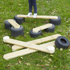 Tyre Walking Planks (6Pk)-Cosy Direct,Forest School & Outdoor Garden Equipment,Gross Motor and Balance Skills,Outdoor Climbing Frames,Outdoor Play,Outdoor Toys & Games-Learning SPACE