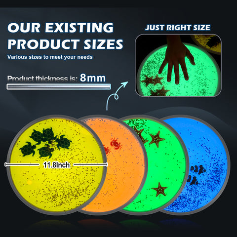 UV Round Aquarium Liquid Tiles, 4 Pack-Dropship,family fund bestsellers,SCOTEXCEL,Sensory Floor Tiles,UV Reactive,Visual Fun,Visual Sensory Toys-Learning SPACE