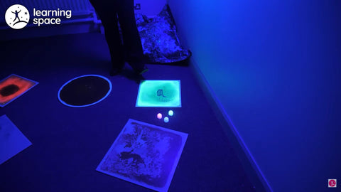 UV Sensory Liquid Floor Tiles (40x40cm) - Set of 4-AllSensory, Chill Out Area, Helps With, Lumina, Sensory Floor Tiles, Sensory Flooring, Sensory Processing Disorder, Sensory Seeking, Stock, UV Reactive, Visual Sensory Toys-Learning SPACE