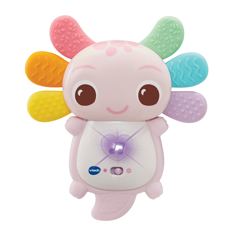 VTech Rainbow Colours Musical Axolotl Teether, Pink Learning SPACE