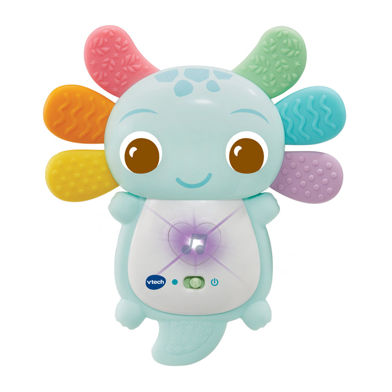 VTech Rainbow Colours Musical Axolotl Teether, Blue Learning SPACE