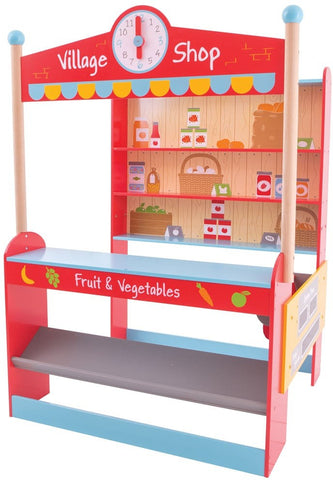 Village Shop Play Pretend-Bigjigs Toys,Dropship,Gifts For 2-3 Years Old,Imaginative Play,Kitchens & Shops & School,Role Play,Stock,Wooden Toys-Learning SPACE