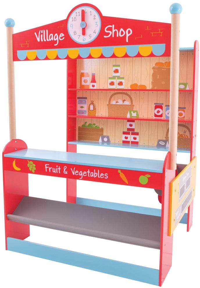 Village Shop Play Pretend-Bigjigs Toys,Dropship,Gifts For 2-3 Years Old,Imaginative Play,Kitchens & Shops & School,Role Play,Stock,Wooden Toys-Learning SPACE