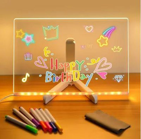 Acrylic LED Message Board (inc 7 markers) - 200x300mm, Learning SPACE
