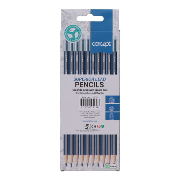 Wallet of 10 HB Rubber Tipped Pencils by Proscribe, Learning SPACE