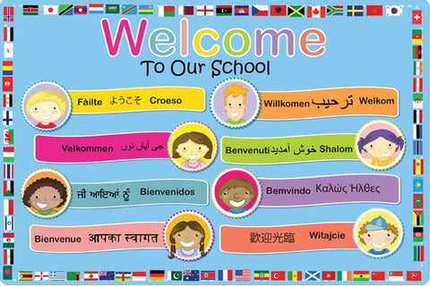 Welcome to Our School - Languages Outdoor Sign-Back To School,Calmer Classrooms,Classroom Displays,Dropship,Forest School & Outdoor Garden Equipment,Helps With,Inspirational Playgrounds,Playground Equipment,Playground Wall Art & Signs,Seasons,Stock-Learning SPACE