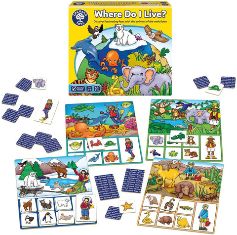 Where Do I Live? Board Game – Explore the World One Animal at a Time!-Early years Games & Toys,Early Years Maths,Games & Toys,Gifts For 3-5 Years Old,Maths,Memory Pattern & Sequencing,Orchard Toys,Primary Games & Toys,Primary Maths,Stock,Table Top & Family Games-Learning SPACE