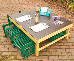 Windmill H Crate Chalk Table + H Crate Seats-Cosy Direct, Square, Table, Table & Chair Set-50514-Learning SPACE