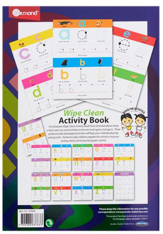 Wipe Clean Activity Book - Alphabet Lower Case Letters-Early Years Books & Posters,Eco Friendly,Learn Alphabet & Phonics,Learning Difficulties,Ormond,Primary Literacy,Primary Travel Games & Toys,Stock-Learning SPACE