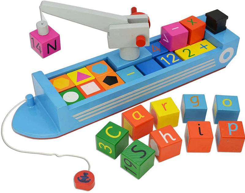 Wooden ABC 123 Cargo Ship, Learning SPACE