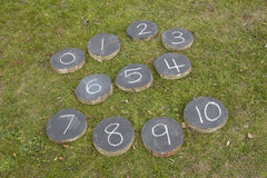 Wooden Blackboard Stepping Stones (11Pk)-Chalk,Cosy Direct,Cosy Outdoor,Forest School & Outdoor Garden Equipment,Garden Game,Stepping Stones-Learning SPACE