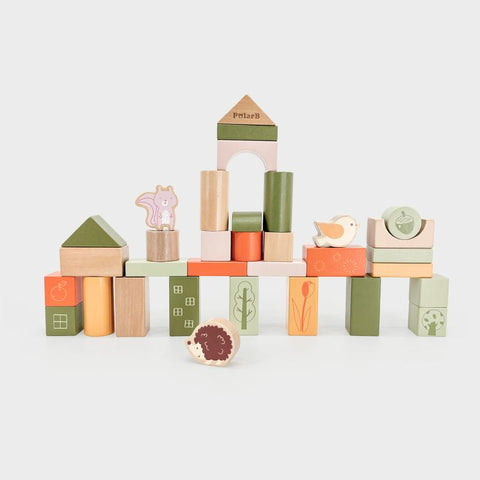 Wooden Blocks – Forest Friends Building Set (50 Pieces)-Atelier,Building Blocks,SCOTEXCEL,TickiT,Wooden Toys-Learning SPACE