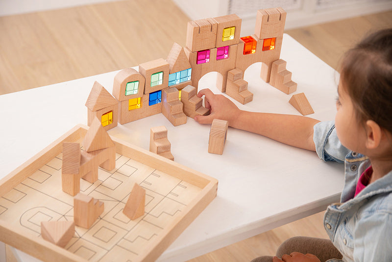 Wooden Building Gem Blocks - 40 Piece Set, Learning SPACE