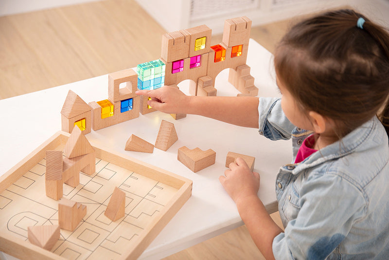 Wooden Building Gem Blocks - 40 Piece Set, Learning SPACE