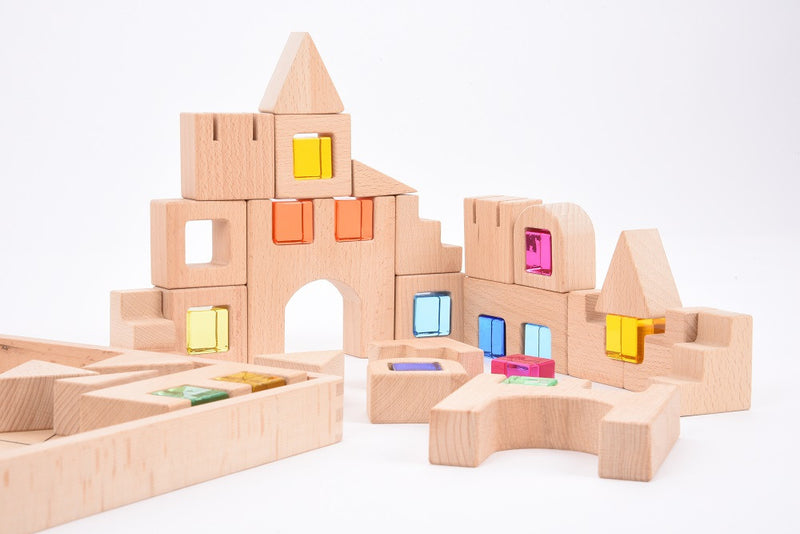 Wooden Building Gem Blocks - 40 Piece Set, Learning SPACE