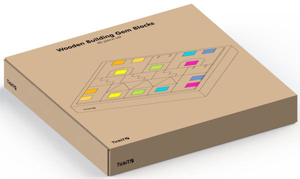 Wooden Building Gem Blocks - 40 Piece Set, Learning SPACE