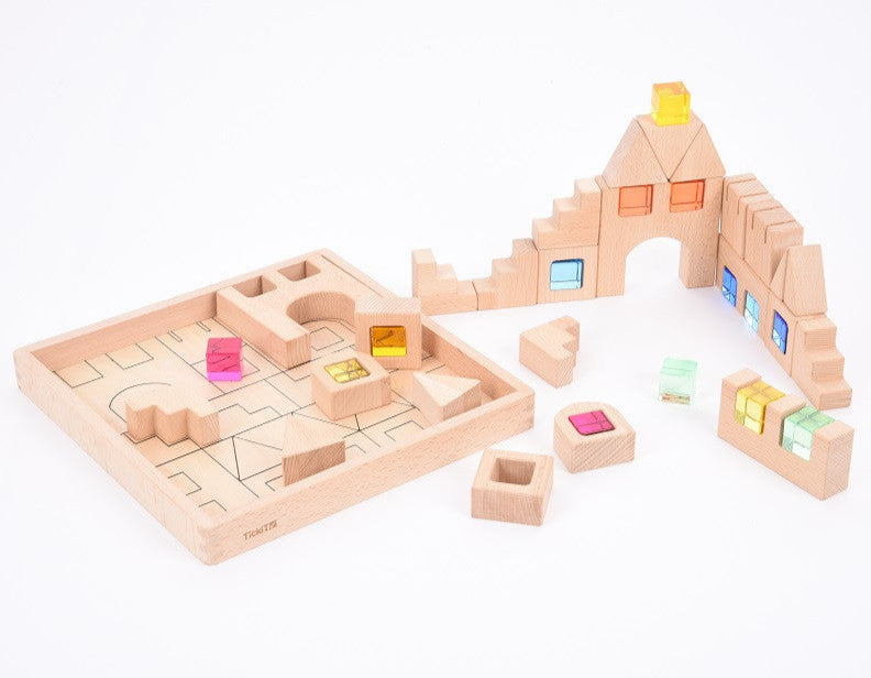Wooden Building Gem Blocks - 40 Piece Set, Learning SPACE