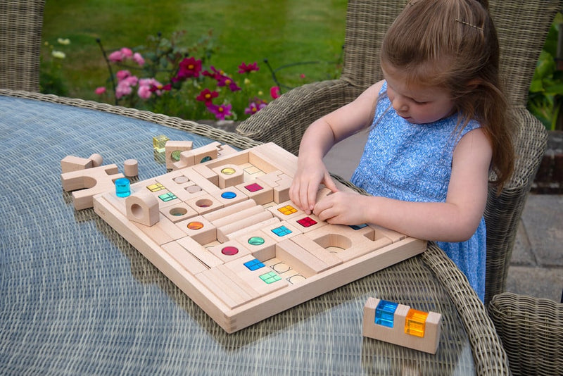 Wooden Building Gem Blocks- 83 piece set, Learning SPACE