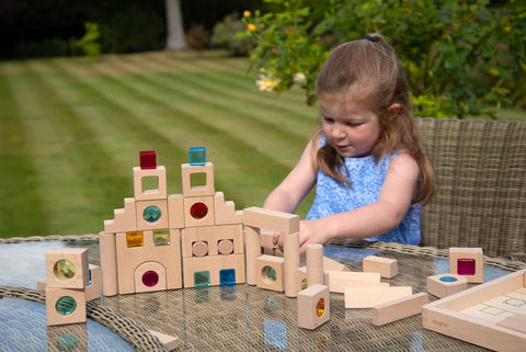 Wooden Building Gem Blocks- 83 piece set-Building Blocks,Dropship,Fine Motor Skills,TickiT,Visual Fun,Visual Sensory Toys-Learning SPACE