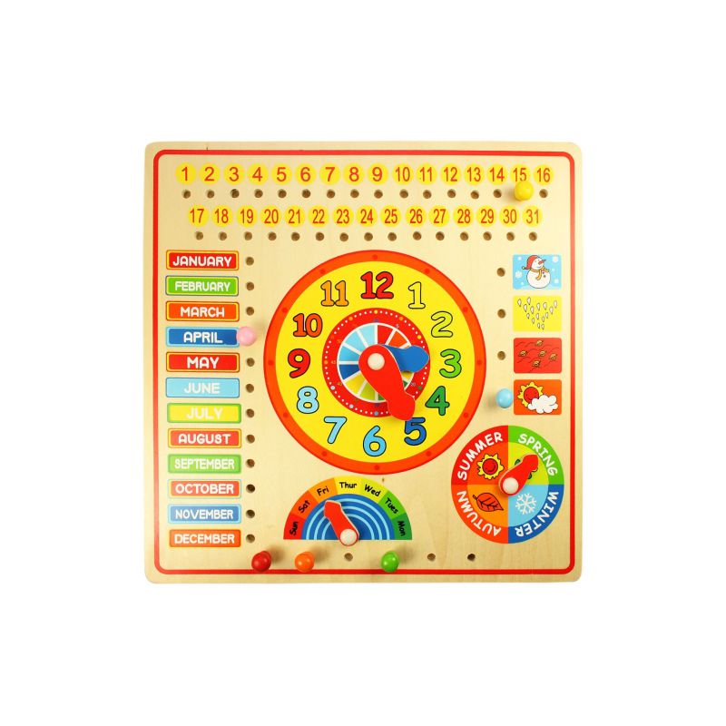 Wooden Calendar, Clock Days & Months, Learning SPACE
