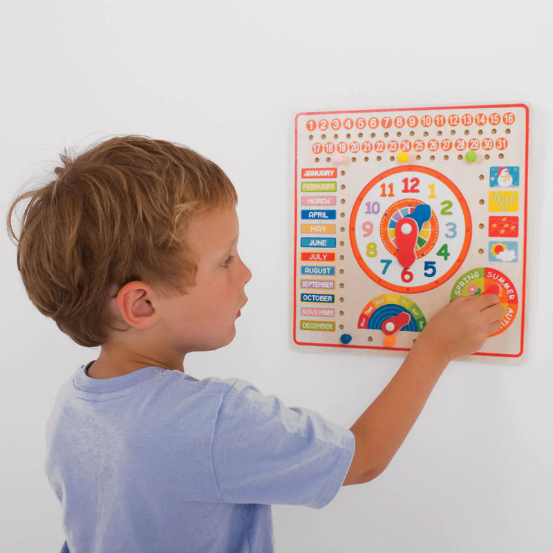 Wooden Calendar, Clock Days & Months, Learning SPACE