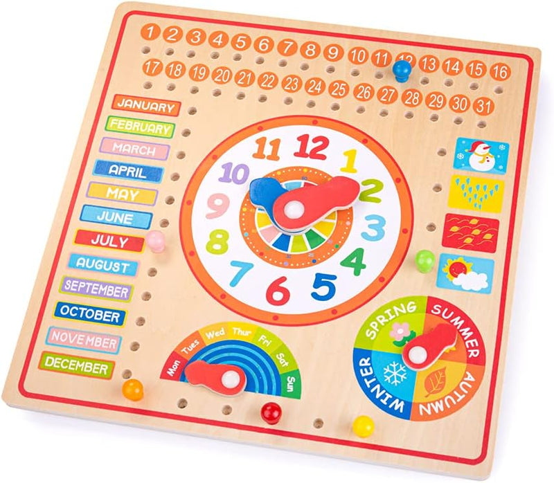 Wooden Calendar, Clock Days & Months, Learning SPACE