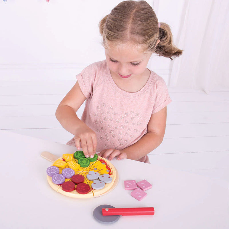 Wooden Cutting Pizza - Play Food, Learning SPACE