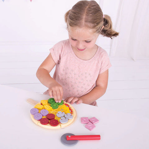 Wooden Cutting Pizza - Play Food, Learning SPACE
