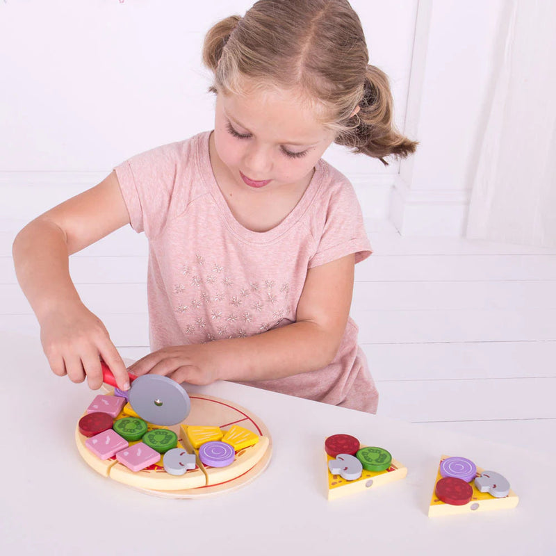 Wooden Cutting Pizza - Play Food, Learning SPACE