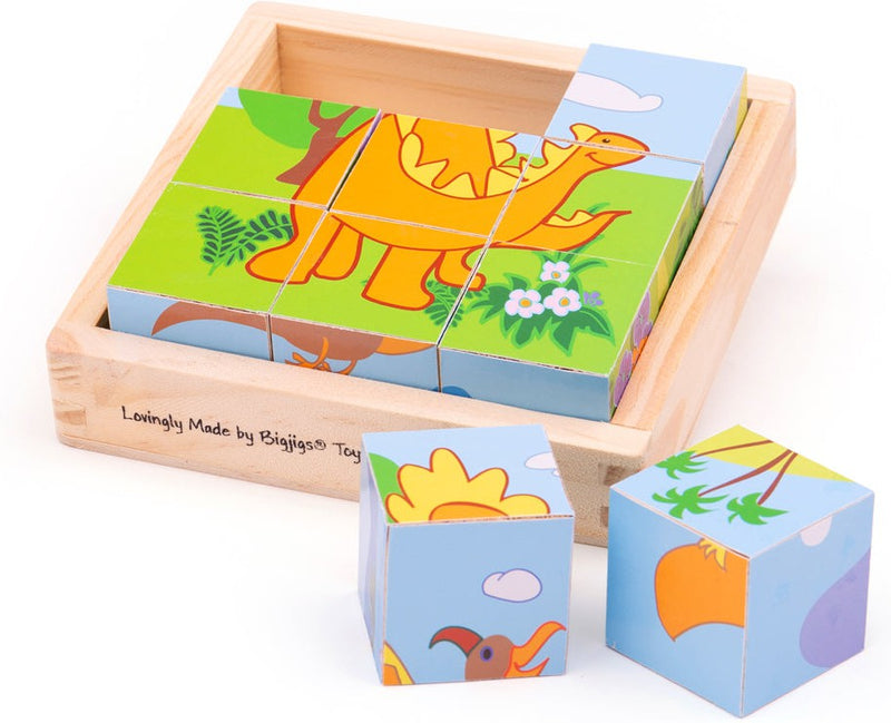 Wooden Dinosaur Cube Puzzle, Learning SPACE
