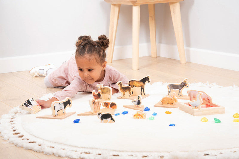 Wooden Domestic Animal Blocks - Pack Of 15, Learning SPACE