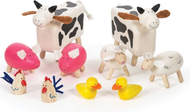 Wooden Farm Animals Playset, Learning SPACE