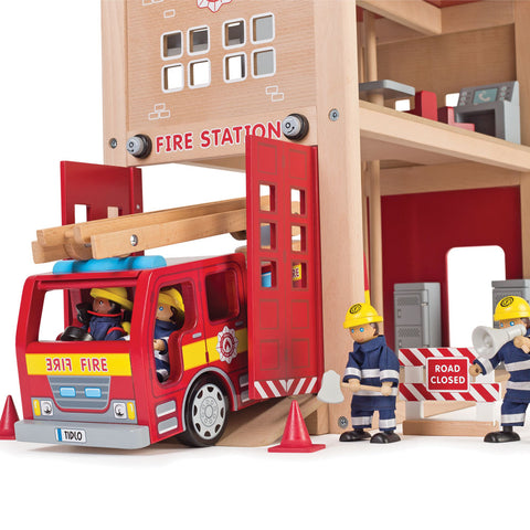 Wooden Fire Station Toy-Bigjigs Toys,Dropship,Fire. Police & Hospital,Pretend play,Wooden Toys-Learning SPACE