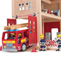 Wooden Fire Station Toy-Bigjigs Toys,Dropship,Fire. Police & Hospital,Pretend play,Wooden Toys-Learning SPACE