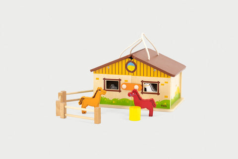 Wooden Foldable Stable Play Set-Farms & Construction, Games & Toys, Viga Activity Wall Panel, Wooden Toys-Learning SPACE