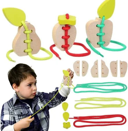 Wooden Lacing Toy - Fruits, Learning SPACE