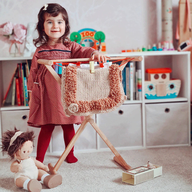 Wooden Laundry Play Airer for Kids, Learning SPACE
