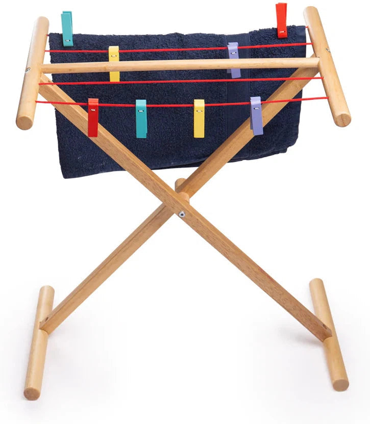 Wooden Laundry Play Airer for Kids, Learning SPACE
