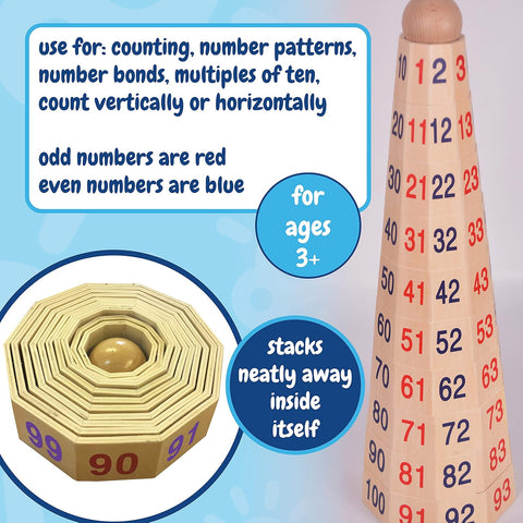 Wooden Number Stackable Tower-Early Years Maths,EDUK8,Maths,Maths Toys,Primary Maths,Stacking Toys & Sorting Toys,Wooden Toys-Learning SPACE
