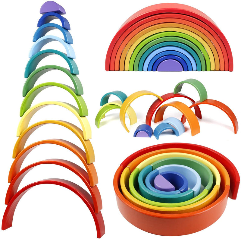 Wooden Rainbow Stacking Arches - Great For Montessori And Nurture Rooms, Learning SPACE