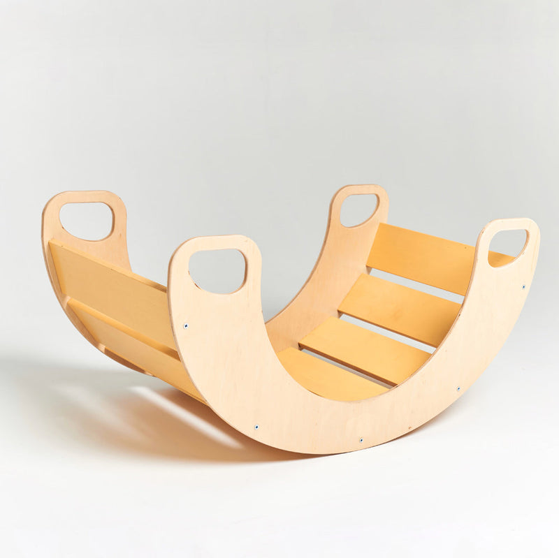 Wooden Slat Rocker Board, Yellow Sensory toy Learning SPACE