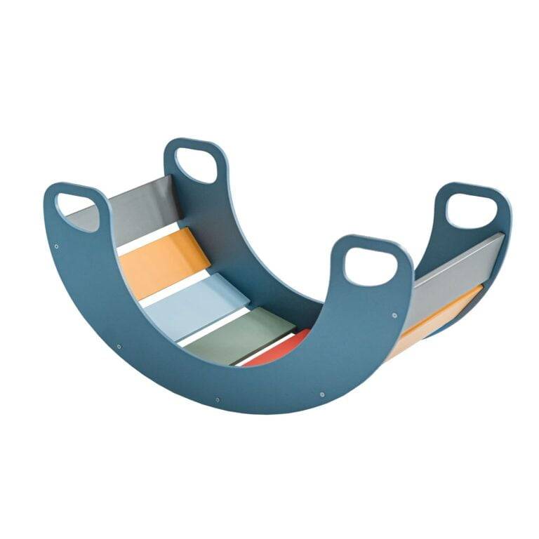 Wooden Slat Rocker Board, Multicoloured Sensory toy Learning SPACE