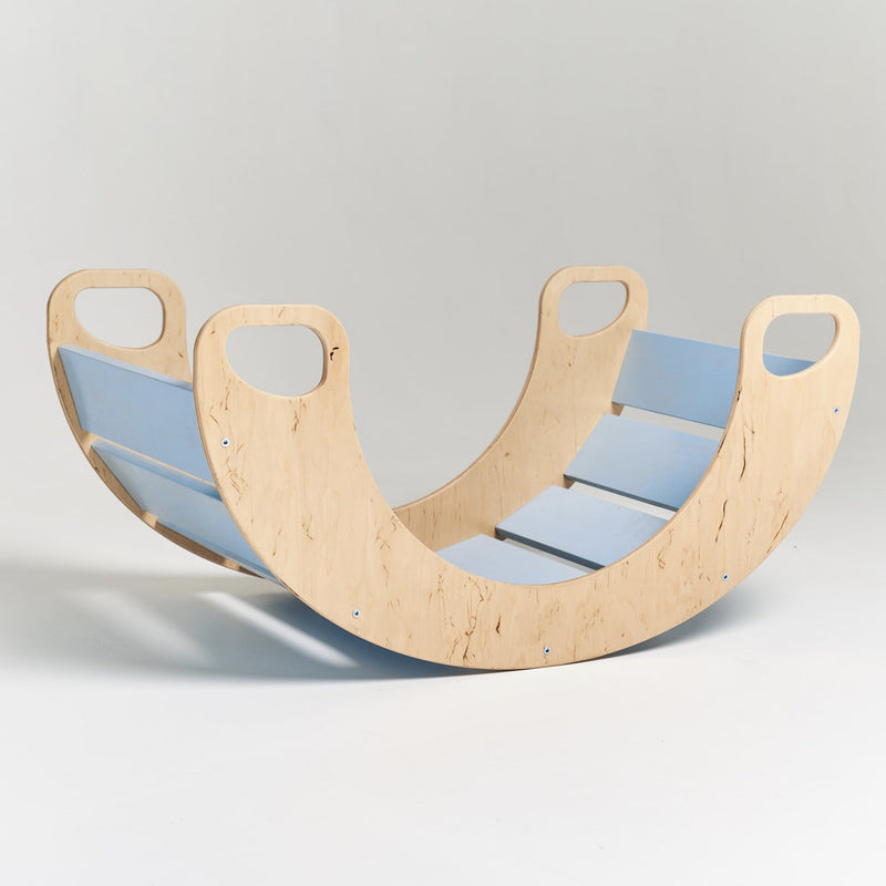 Wooden Slat Rocker Board, Blue Sensory toy Learning SPACE